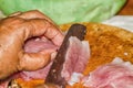 Close up Pork was sliced Ã¢â¬â¹Ã¢â¬â¹pork made to order. Royalty Free Stock Photo